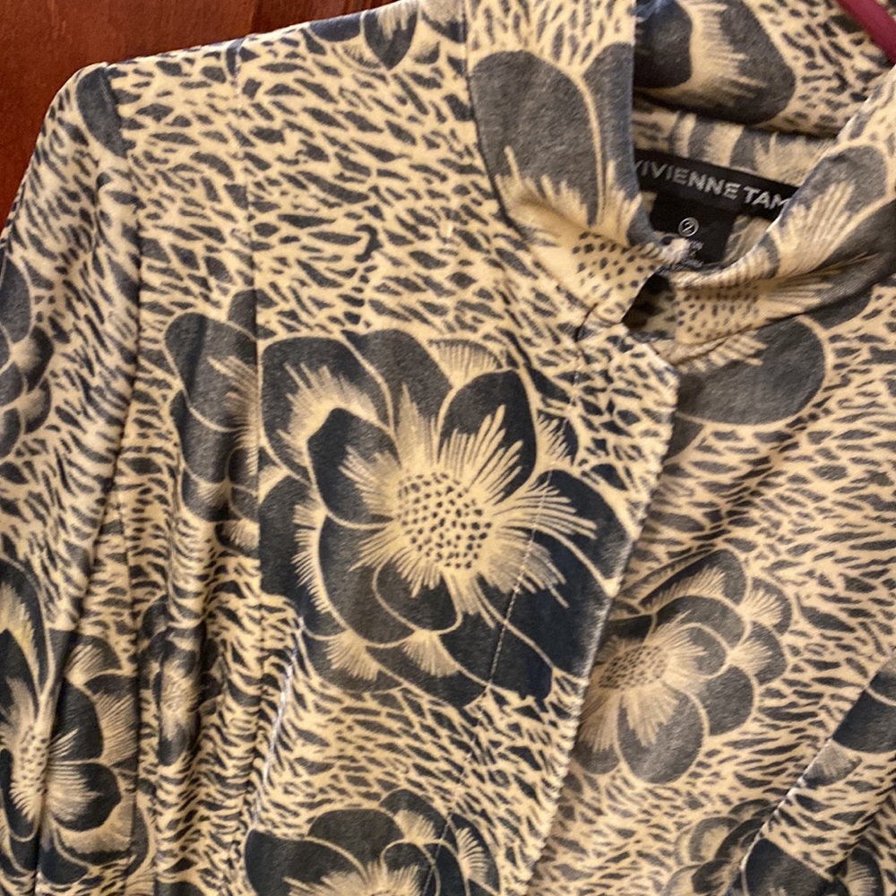 Vivienne Tam Vintage Lotus Flower Velvet Coat Dress - Picture 6 of 7